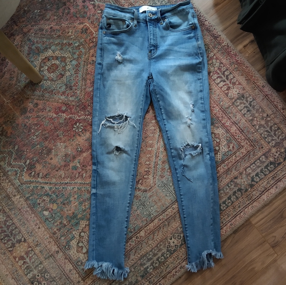 KanCan Distressed High Rise Frayed Ankle Ripped Jeans 5/26 EUC